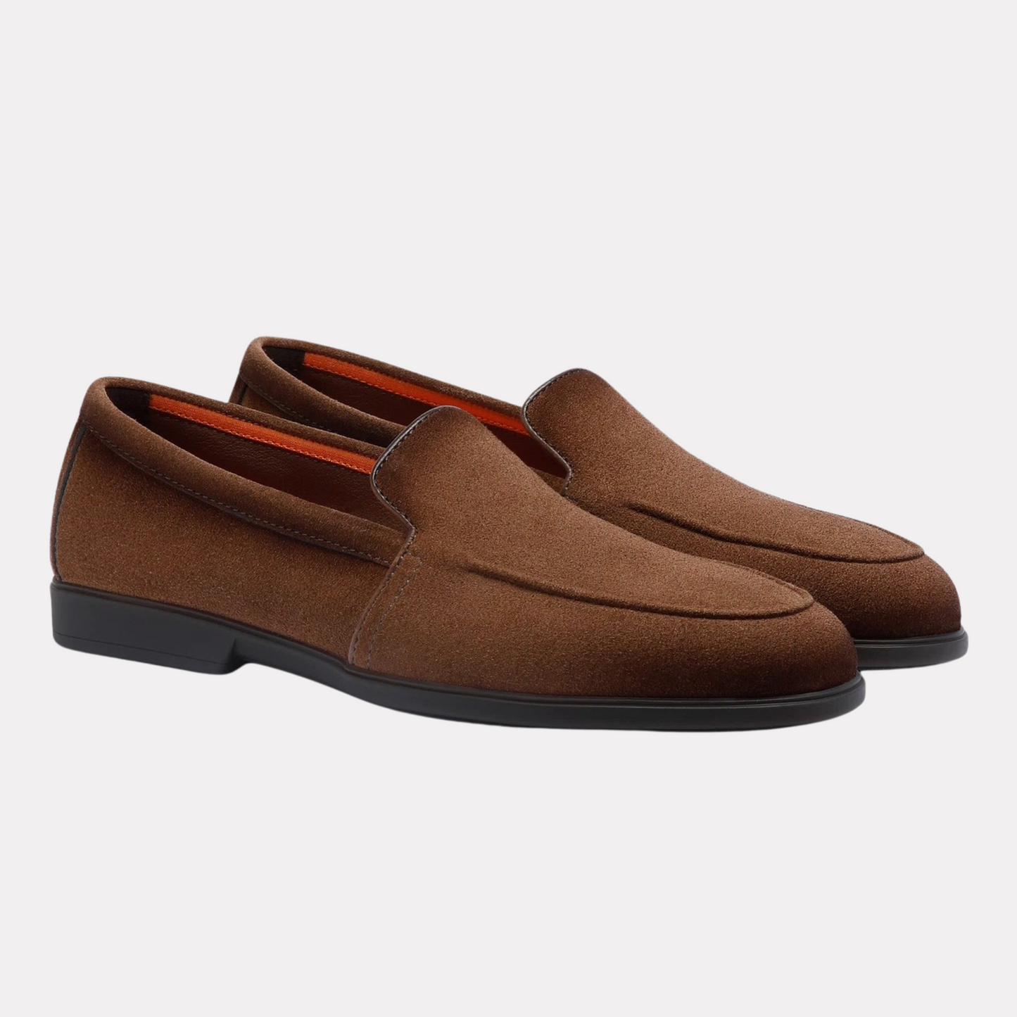 Light brown suede slip-on menโs loafer
