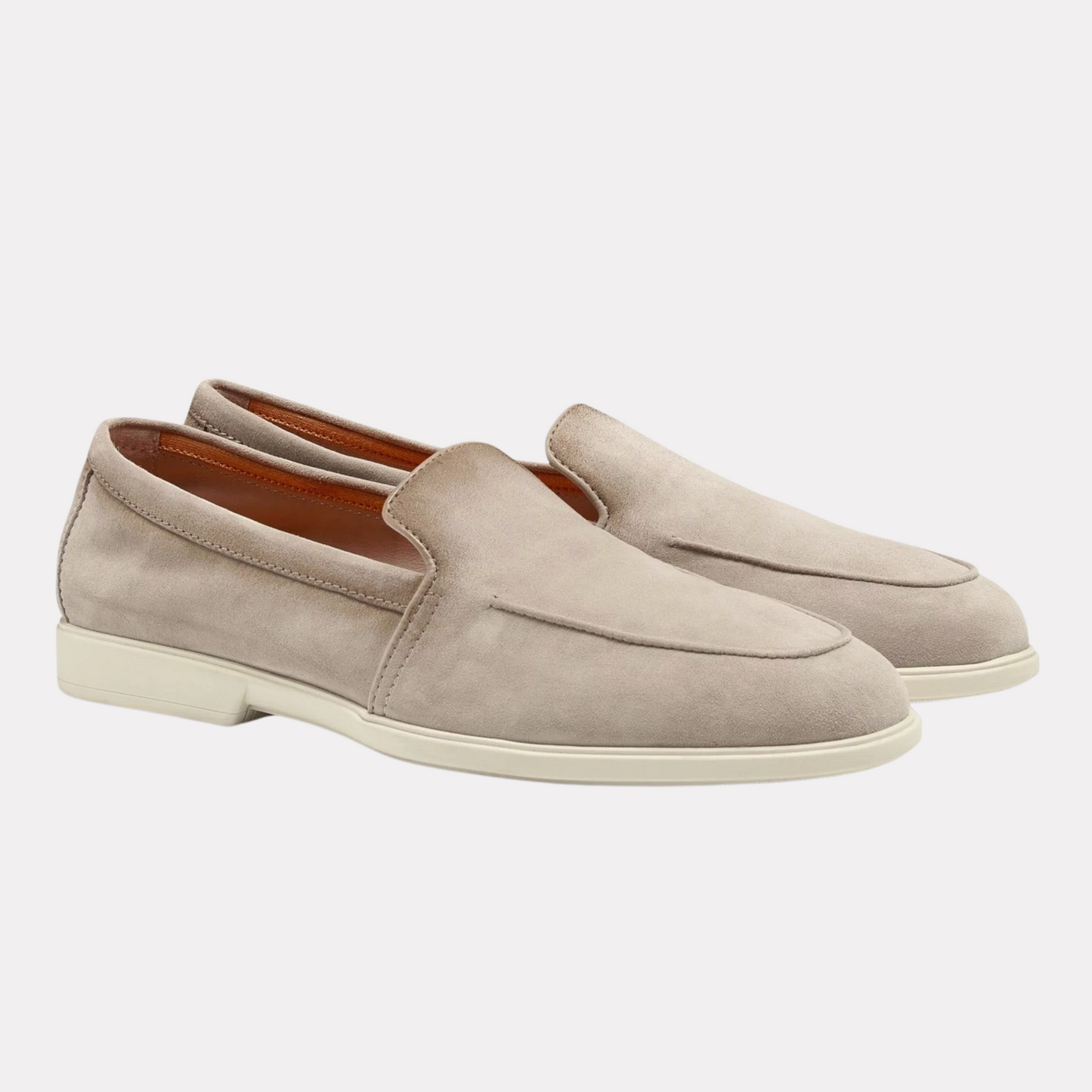 Handmade beige suede menโs loafer