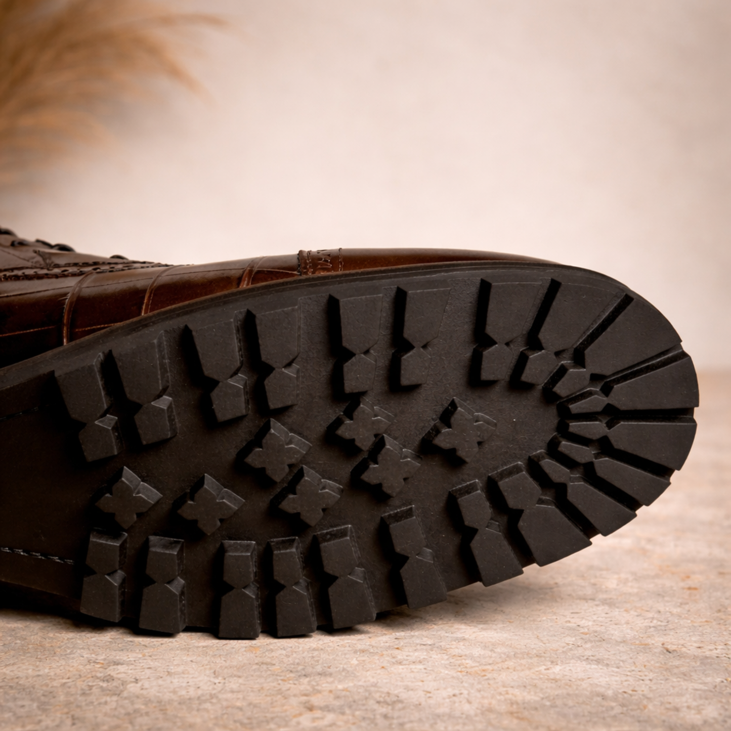 Handcrafted Brown Crocodile-Embossed Leather Lace-Up Boots