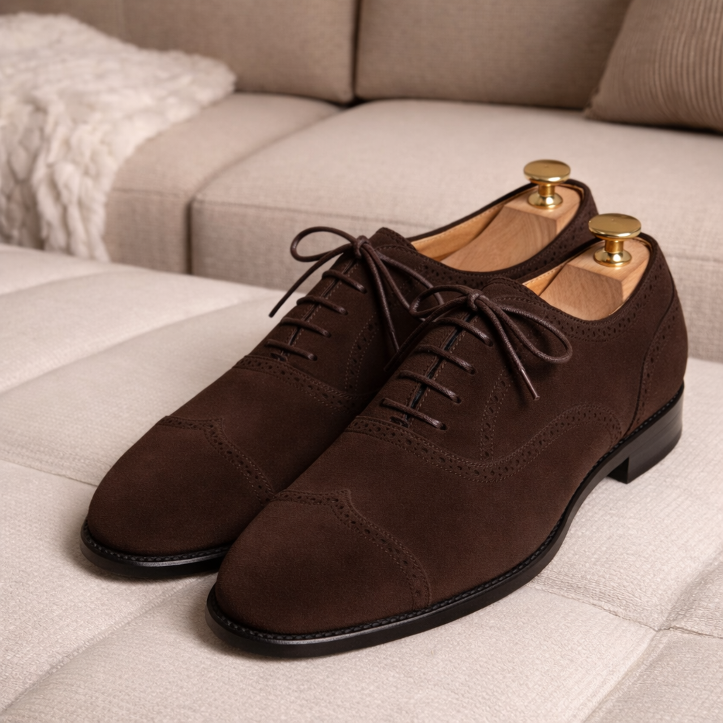 Classic Brown Suede Oxford Dress Shoes