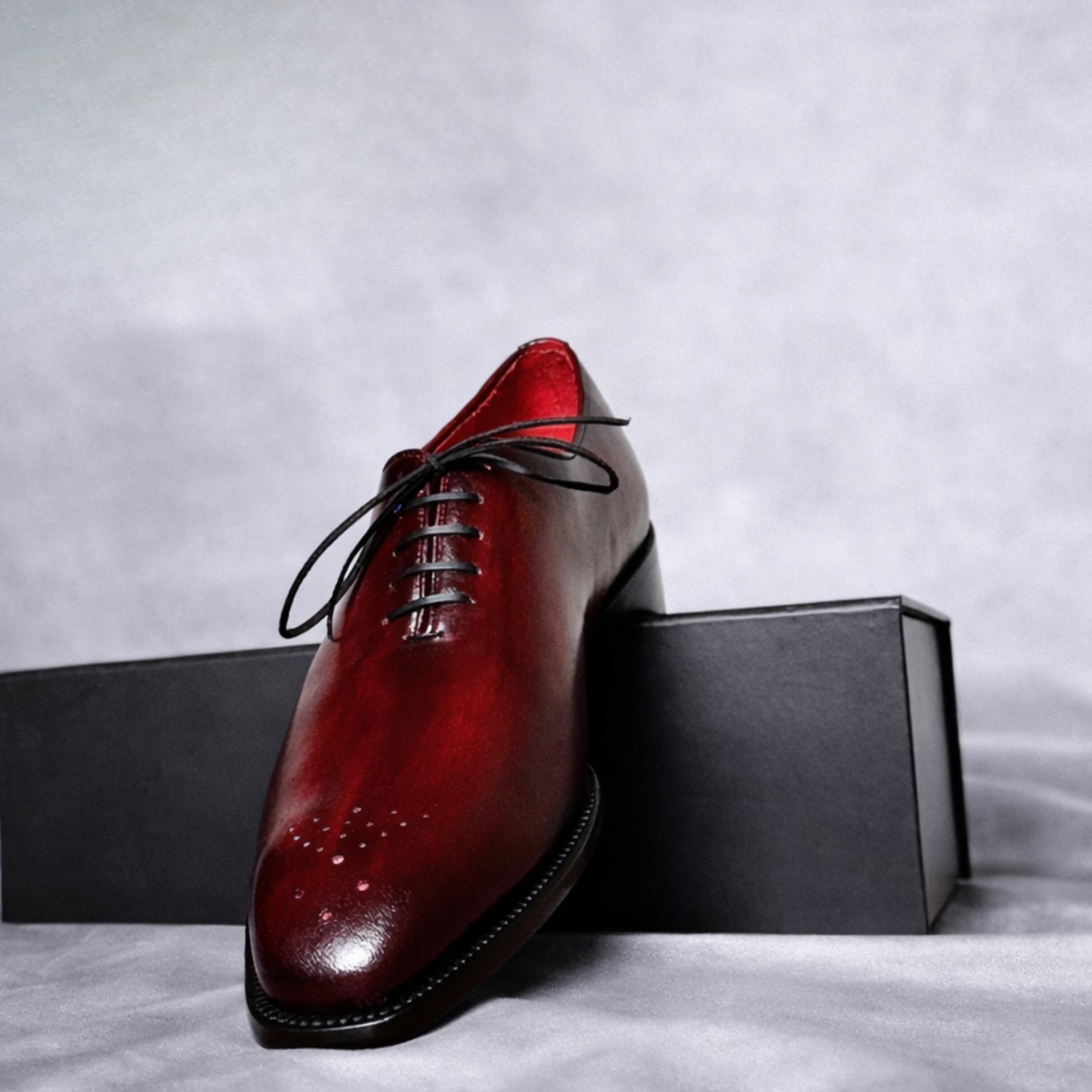 Handcrafted Red Medallion Wholecut Oxford