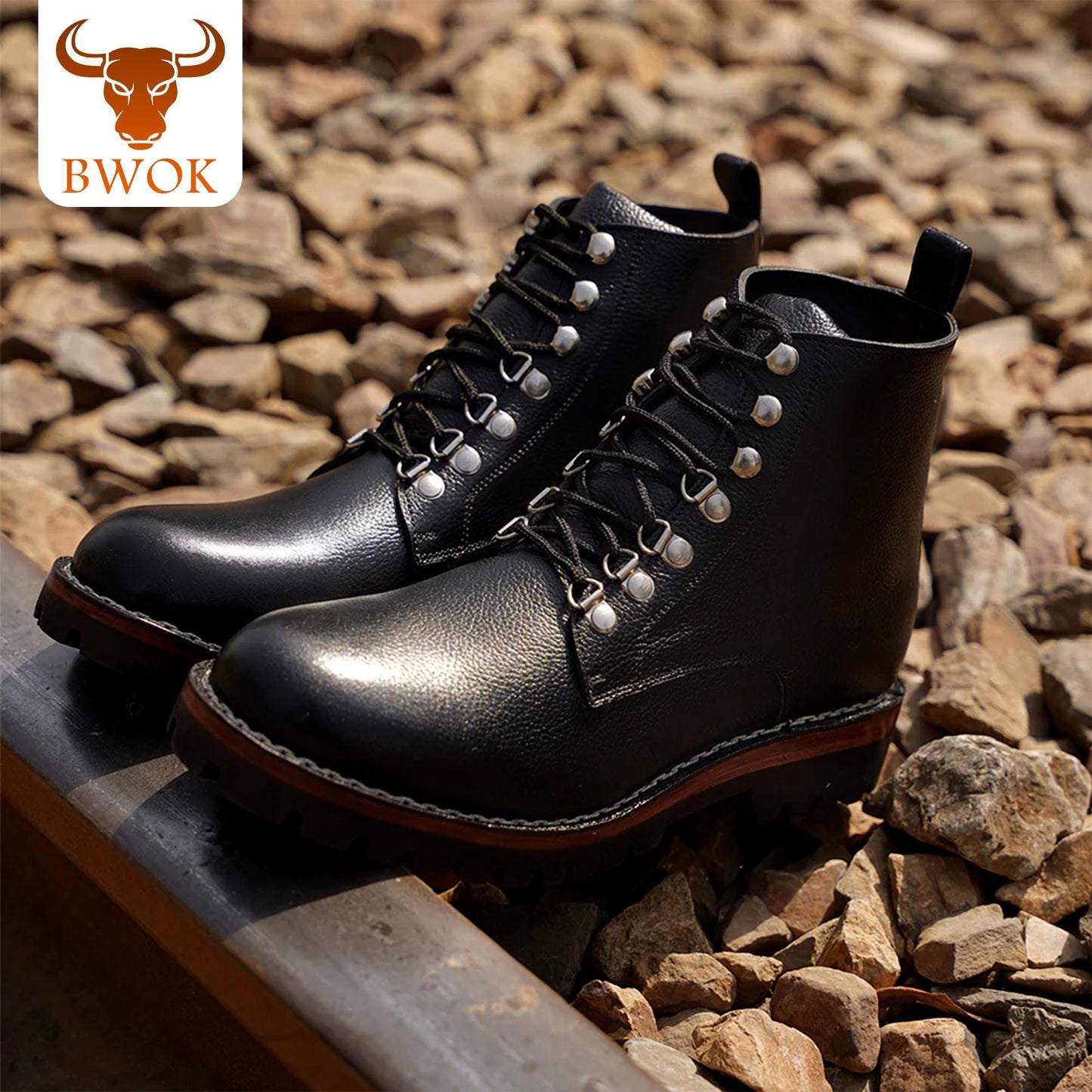 Handmade Leather Derby Boots: Rugged Ankle Boots with Lightweight Sole