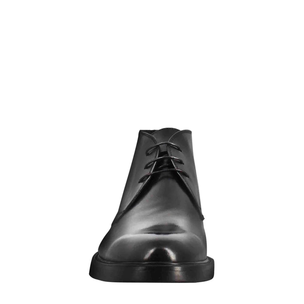 Men’s Black Leather Lace-Up Chukka Ankle Boots