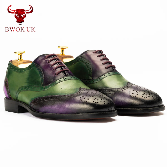 Wingtip Brogue Oxford | Purple & Green Blend