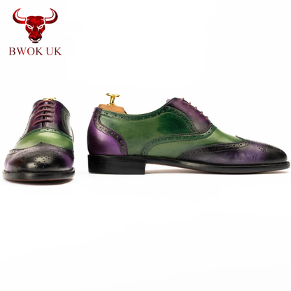 Wingtip Brogue Oxford | Purple & Green Blend