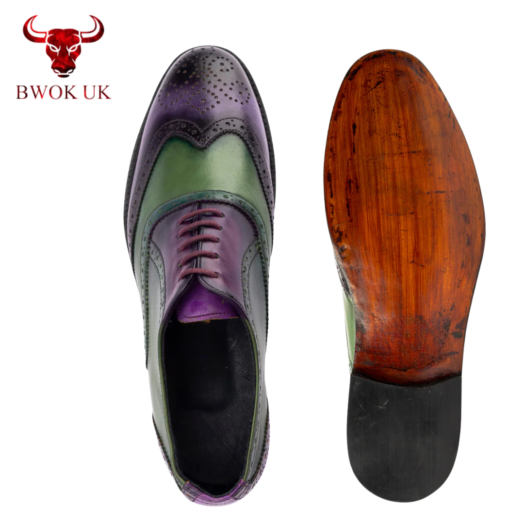 Wingtip Brogue Oxford | Purple & Green Blend