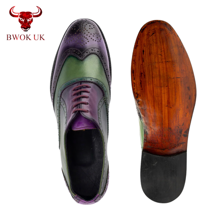 Wingtip Brogue Oxford | Purple & Green Blend
