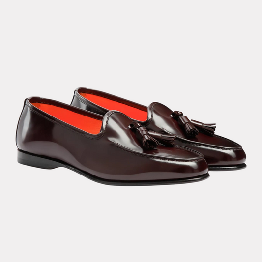 Premium burgundy shiny leather Andrea loafer