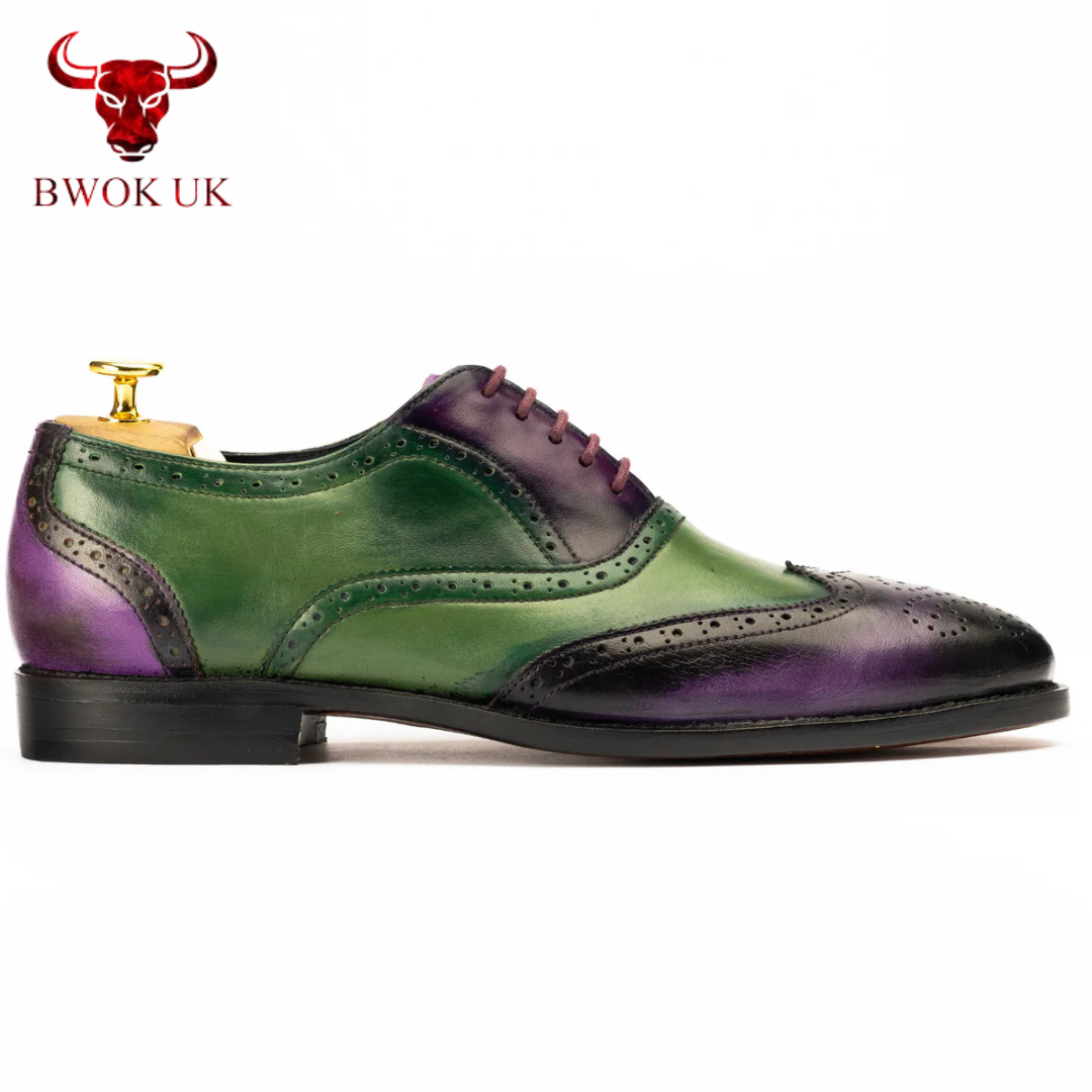Wingtip Brogue Oxford | Purple & Green Blend