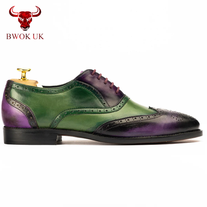 Wingtip Brogue Oxford | Purple & Green Blend