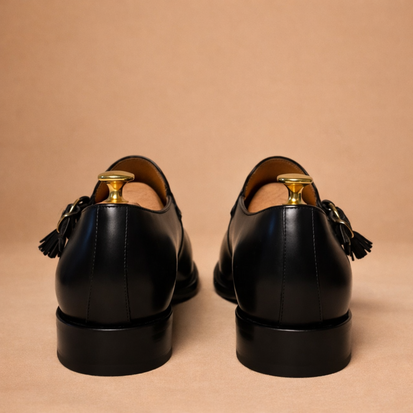 Handcrafted Black Leather Tassel Loafers for Men