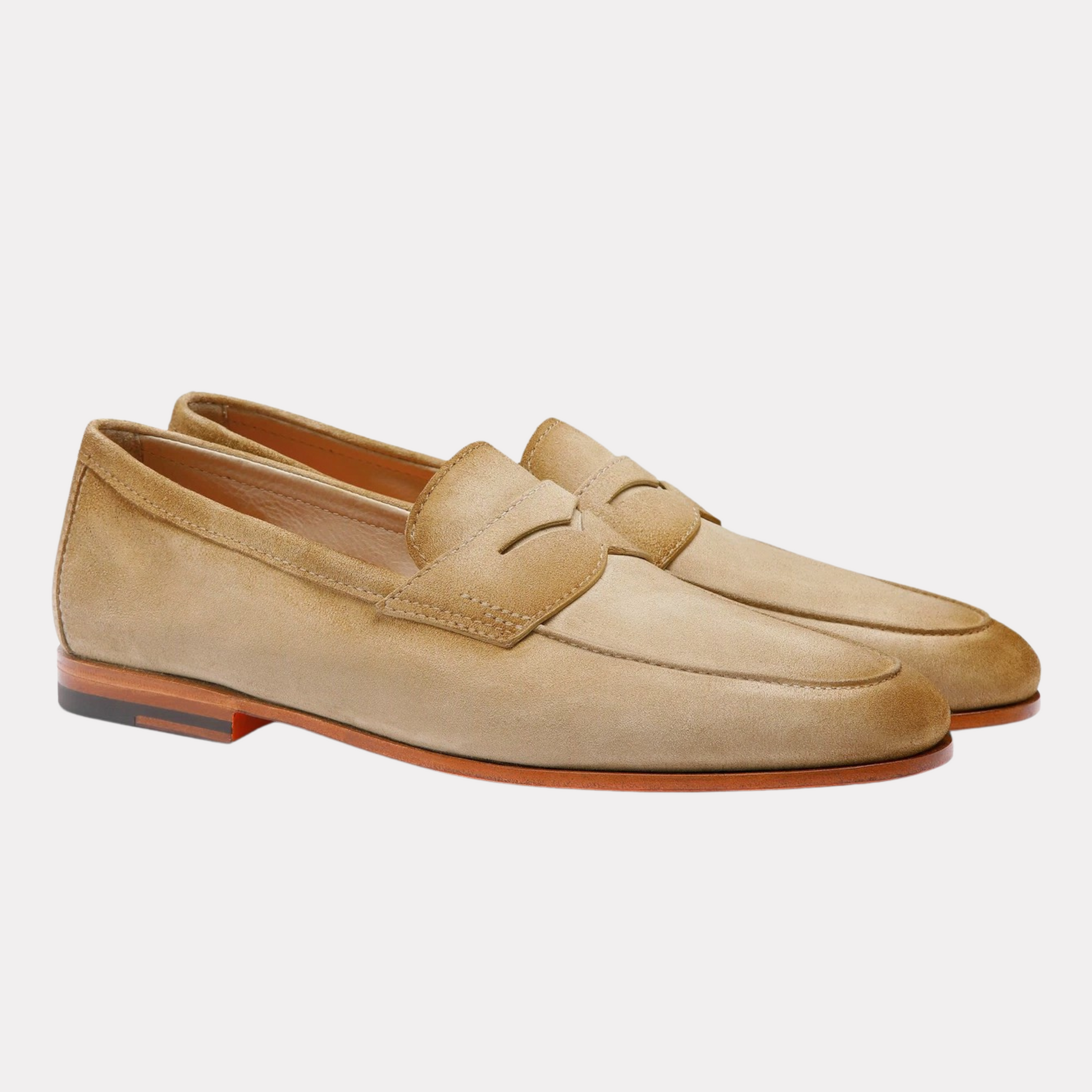 Handmade beige suede Carlo loafer