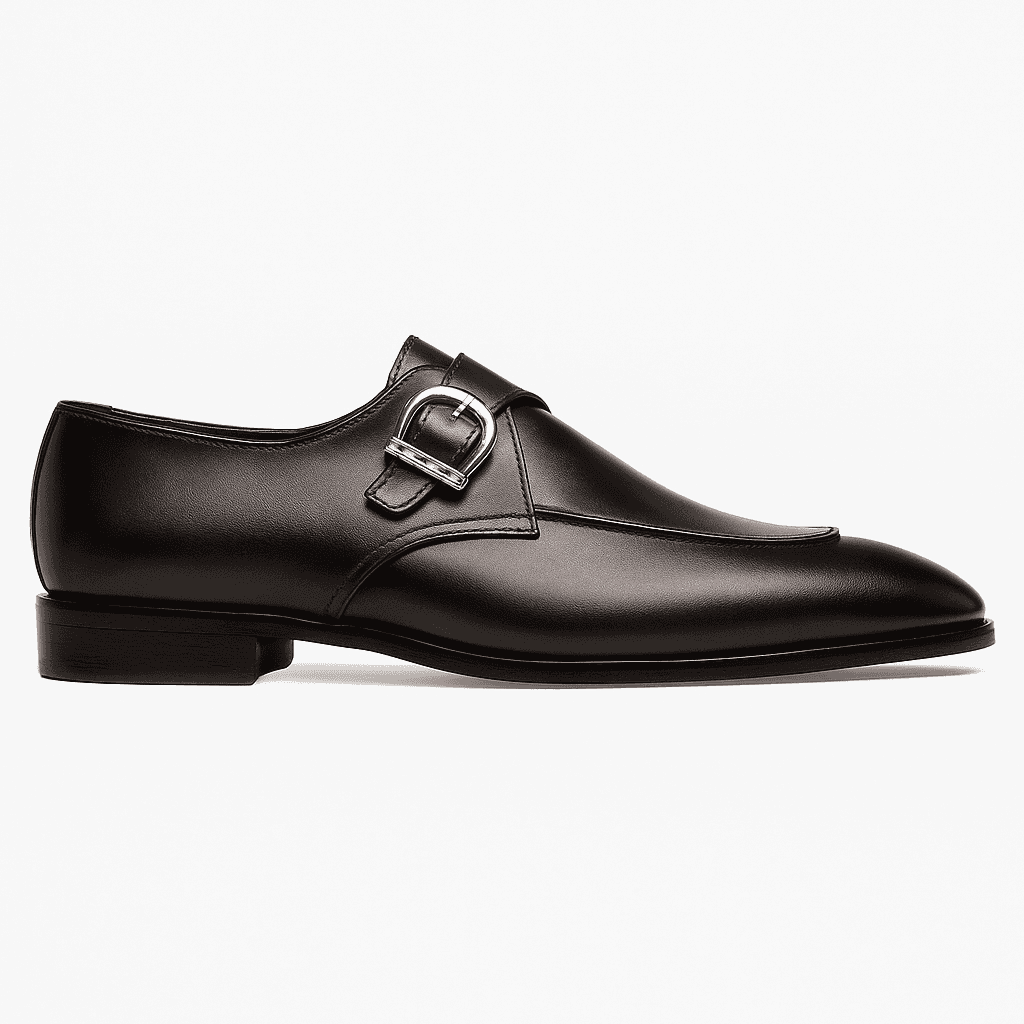 Handmade Brown Single Monk Strap Shoes