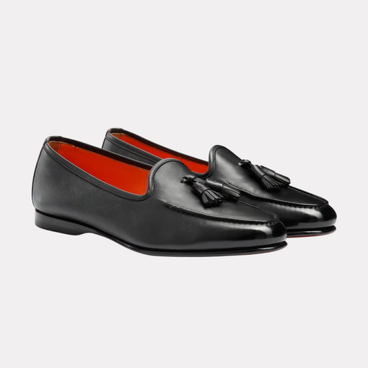 Andrea black loafer with tassels