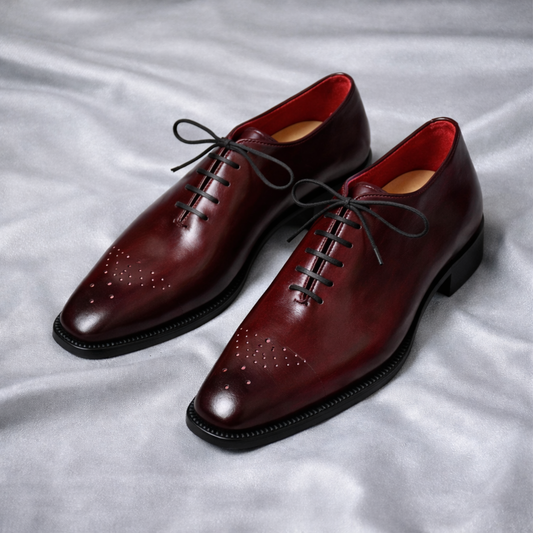 Handcrafted Red Medallion Wholecut Oxford