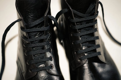 Botas Clásicas de Combate de Cuero Negro – Diseño de Puntera Pulida