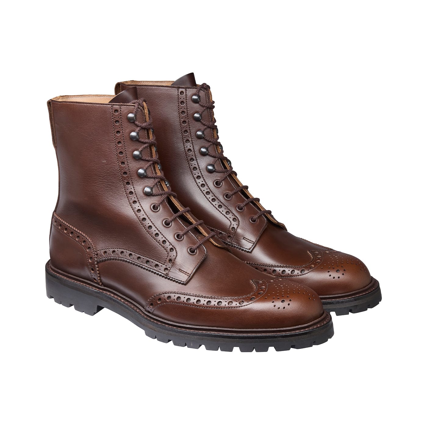 Leather Derby Brogue Boots – Vibram Cleated Sole Country & Winter Walking Boot
