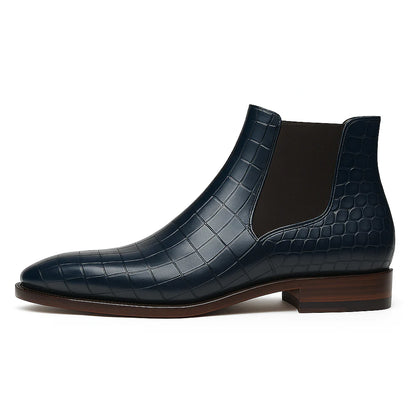Croc Leather Chelsea Boot with Leather Sole