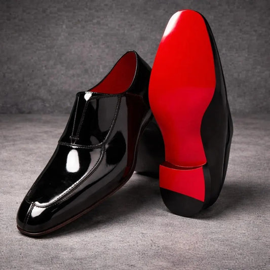 Handcrafted leather sole detail - patent Oxford shoes