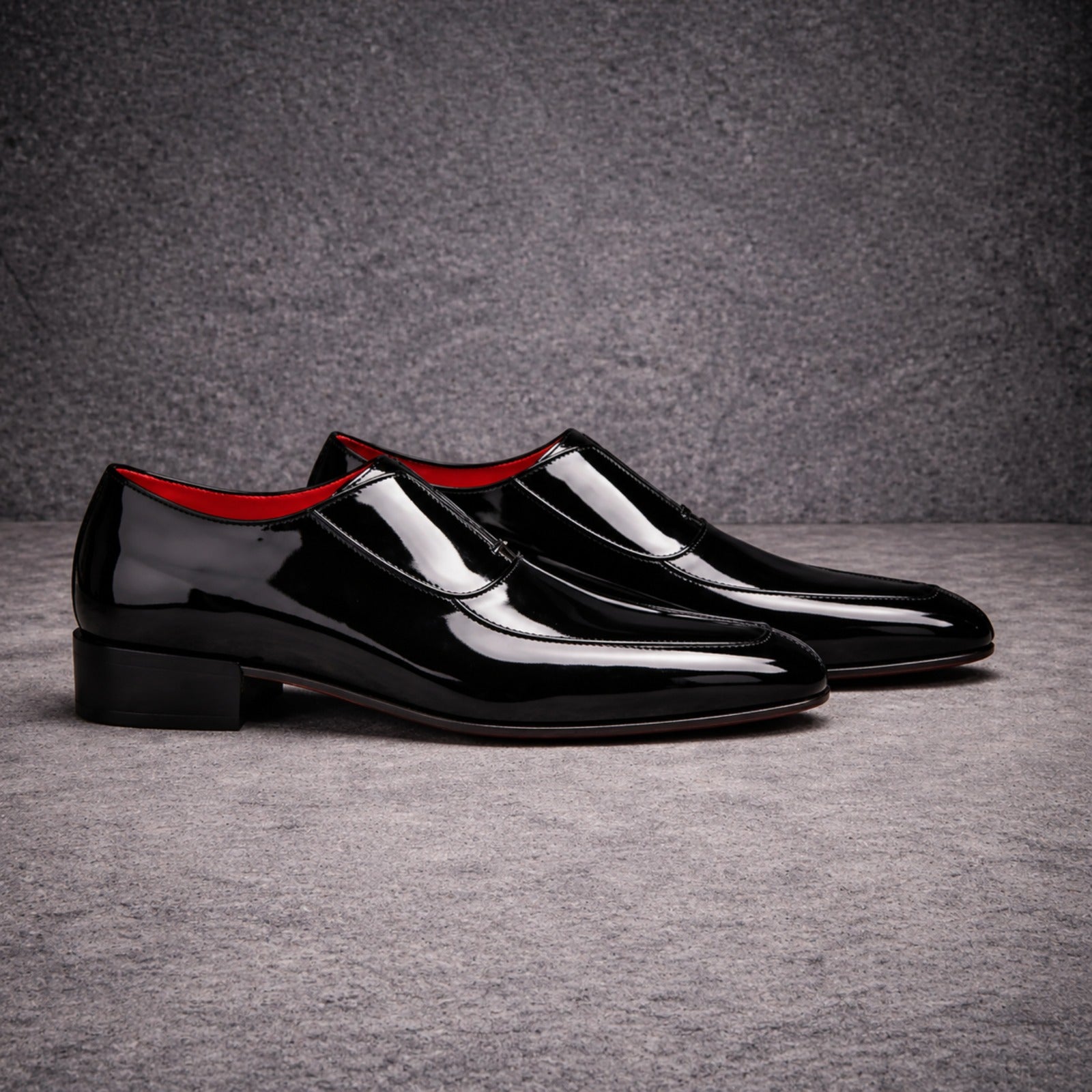 Black patent Oxford shoes Side view - mens formal footwear