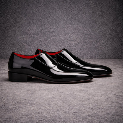 Black patent Oxford shoes Side view - mens formal footwear