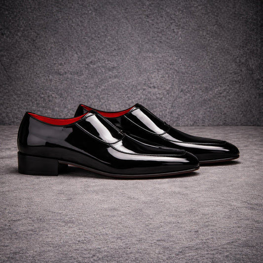 Black patent Oxford shoes Side view - mens formal footwear