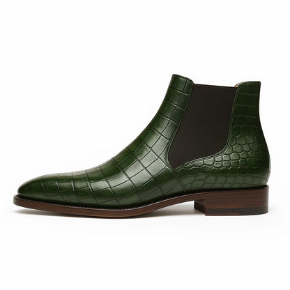 Croc Leather Chelsea Boot with Leather Sole
