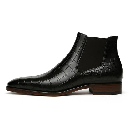 Croc Leather Chelsea Boot with Leather Sole