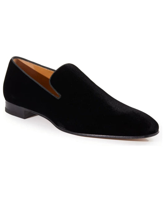 Handmade Leather Loafers: Black Velvet & Suede Dress Shoes