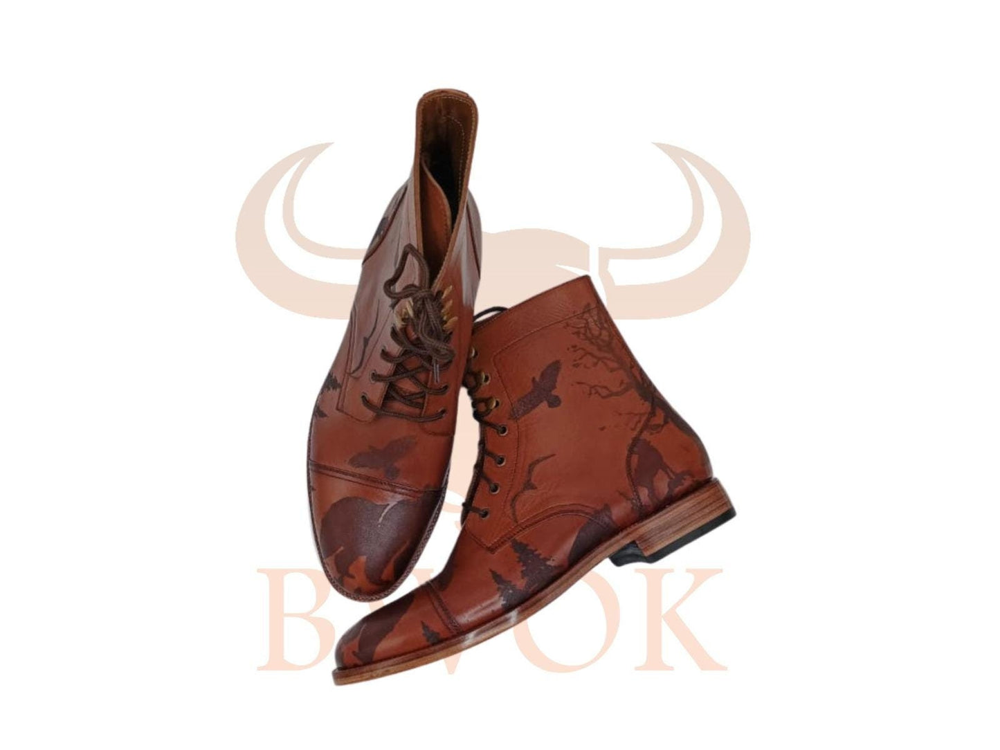 Handgefertigte Leder-Schnürstiefel: Unisex Biker Paddock-Stil