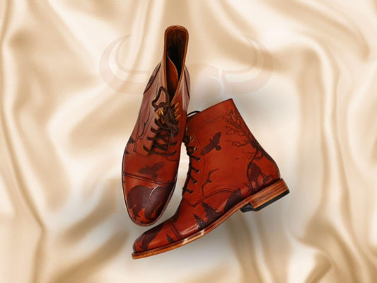 Handmade Leather Lace-Up Boots: Unisex Biker Paddock Style