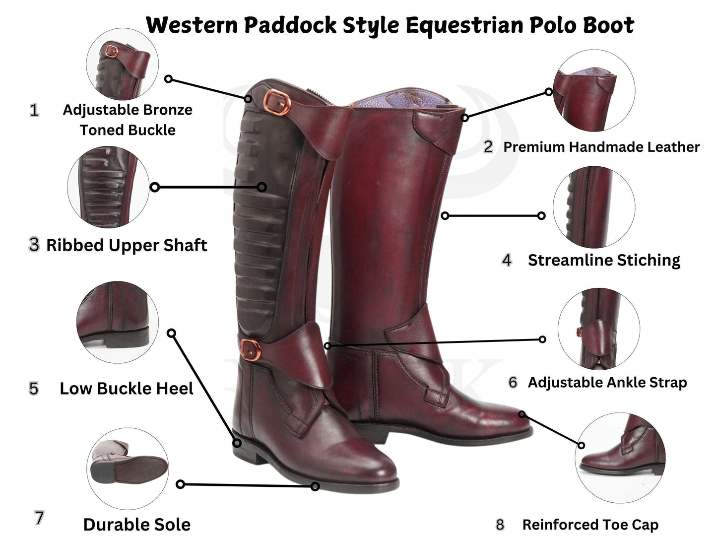 Handmade Leather Horse Riding Boots: Padded Equestrian Polo Style