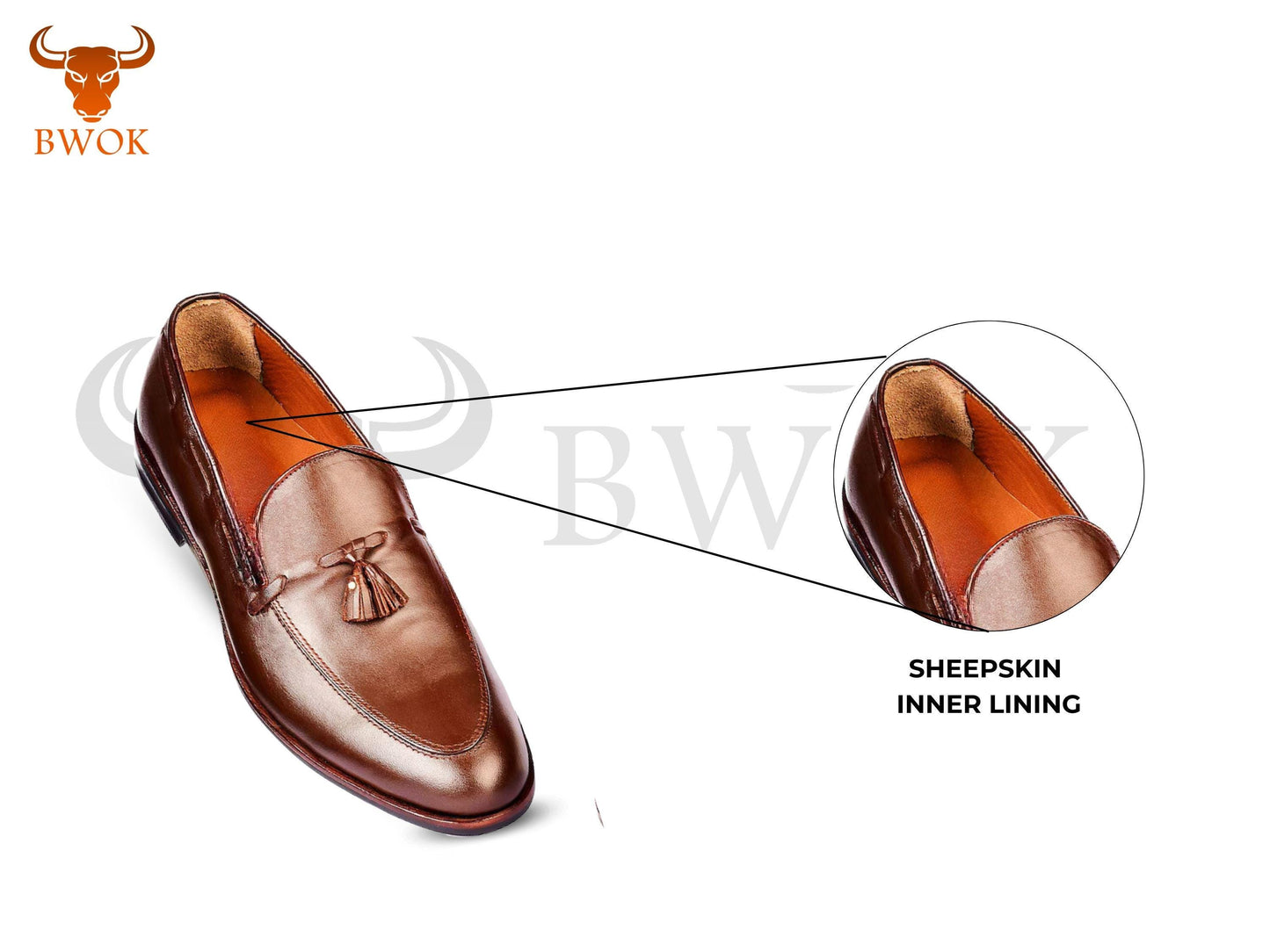 Handmade Brown Leather Tassel Loafers: Custom Men's Dress Shoes