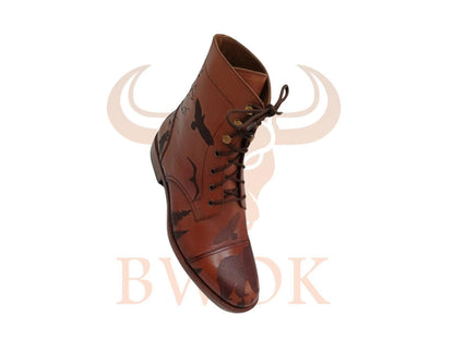 Handgefertigte Leder-Schnürstiefel: Unisex Biker Paddock-Stil