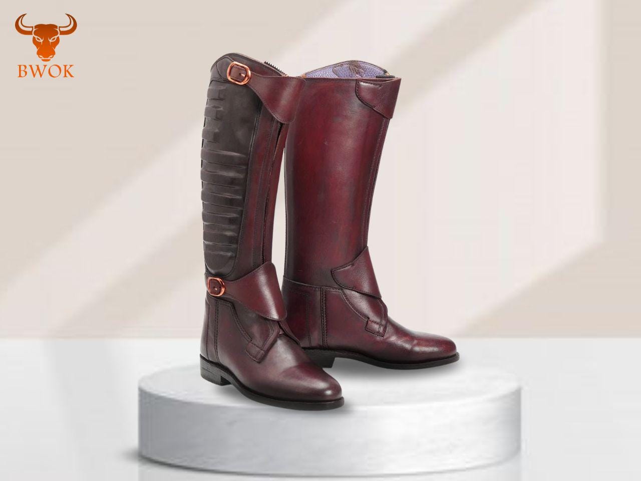Handmade Leather Horse Riding Boots: Padded Equestrian Polo Style