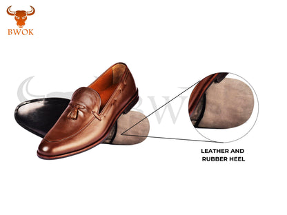 Handmade Brown Leather Tassel Loafers: Custom Men's Dress Shoes