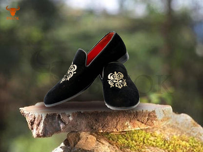 Handmade Velvet Loafers for Men: Custom Leather Dress Shoes