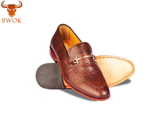Handmade Crocodile Embossed Leather Loafers: Stylish Men's Slip-Ons