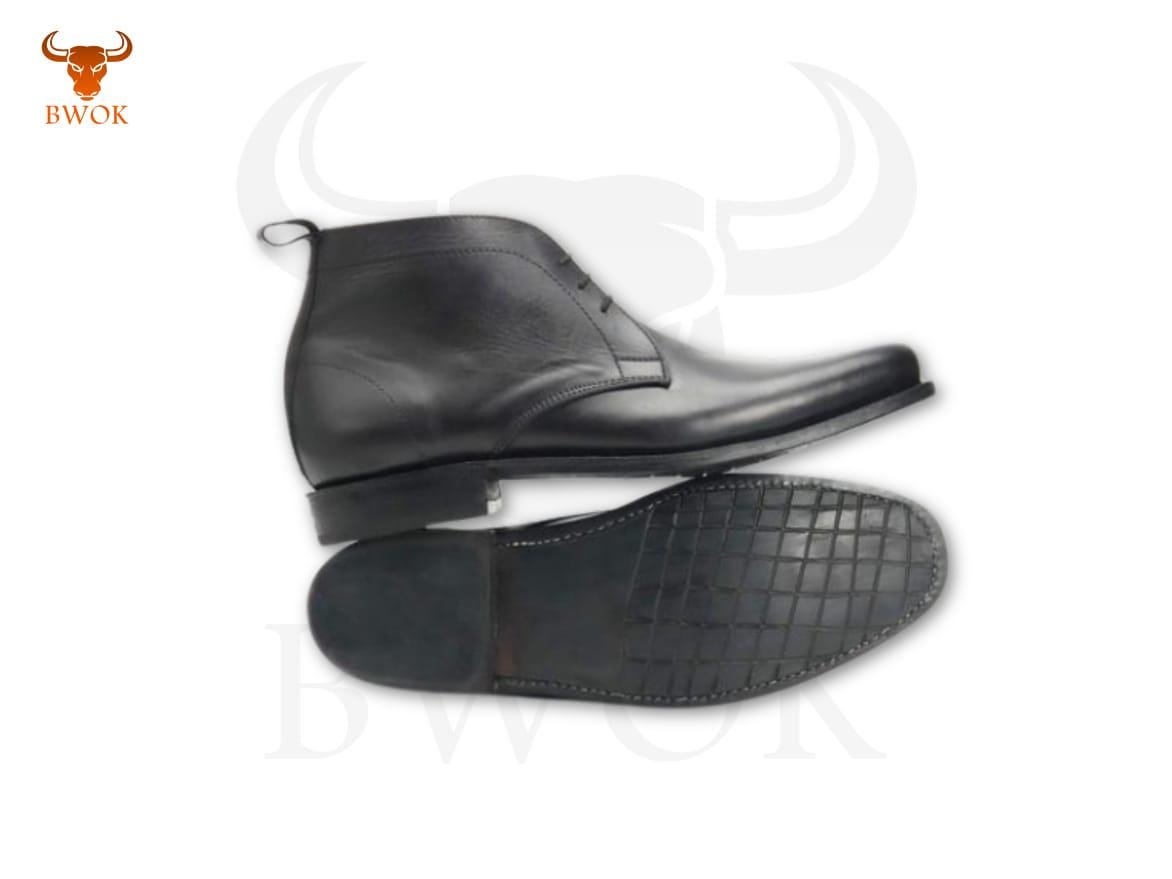 Handmade Black Leather Chukka Boots: Goodyear Welted Ankle Boots