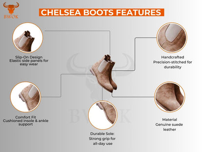 Handgemachte Chelsea Boots aus mattem Leder: Knöchelhohe Stiefel in Kaffeebraun