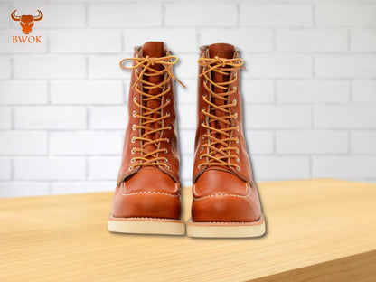 Botas de trabajo de cuero cosidas a mano con punta mocasín: estilo vintage Red Wing