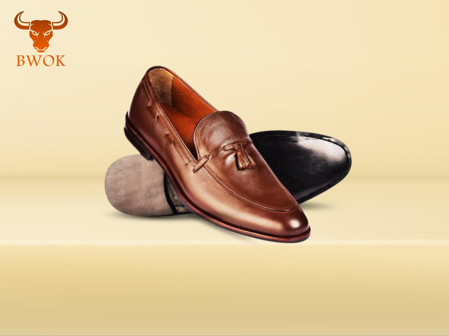 Handmade Brown Leather Tassel Loafers: Custom Men's Dress Shoes