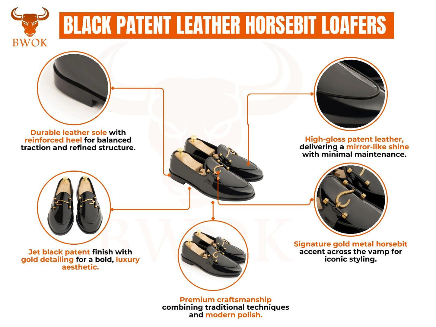 Handmade Black Patent Leather Buckled Loafers: Sleek Men's Dress Shoes