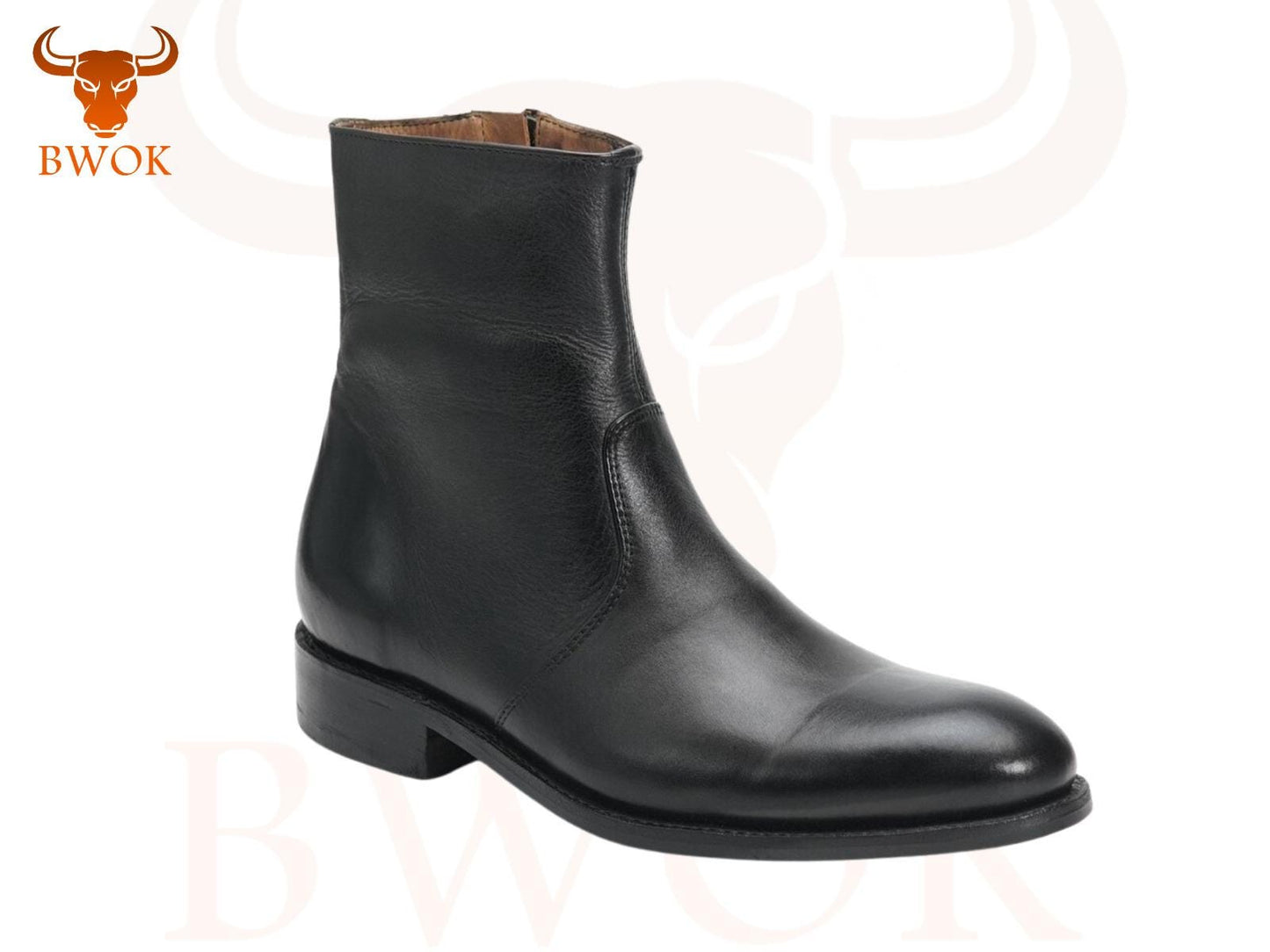 Handmade Leather Ankle Boots: Zip-Up Black Boots, Goodyear Welt