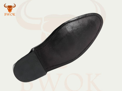 Crocodile Embossed Leather Ankle Boots: Western Style, Handmade
