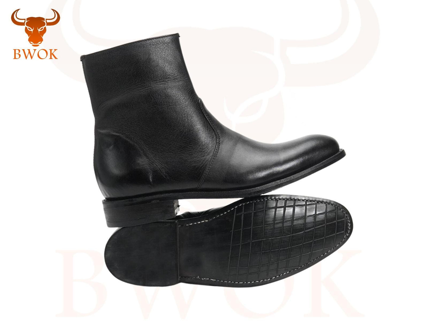 Handmade Leather Ankle Boots: Zip-Up Black Boots, Goodyear Welt