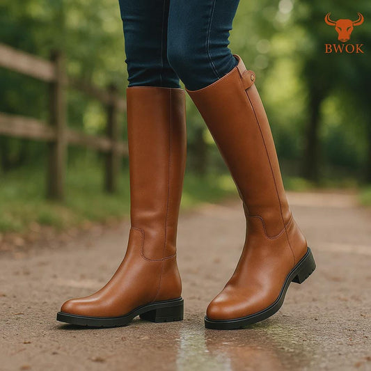 Handcrafted Leather Knee High Equestrian Boots: Classic Riding Style