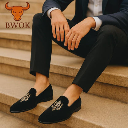 Handmade Velvet Loafers for Men: Custom Leather Dress Shoes