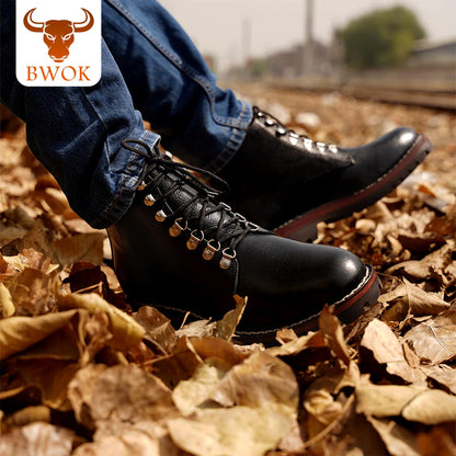 Handmade Leather Derby Boots: Rugged Ankle Boots with Lightweight Sole