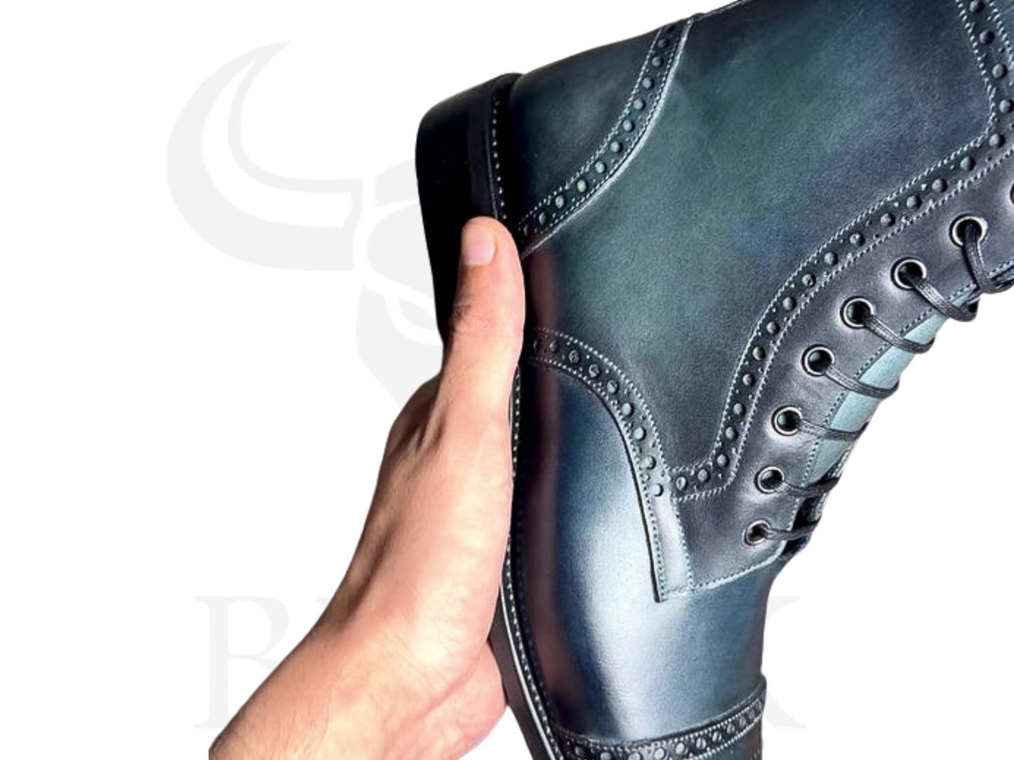 Botas de cuero con puntera y pátina hechas a mano: Zapatos de vestir con cordones personalizados